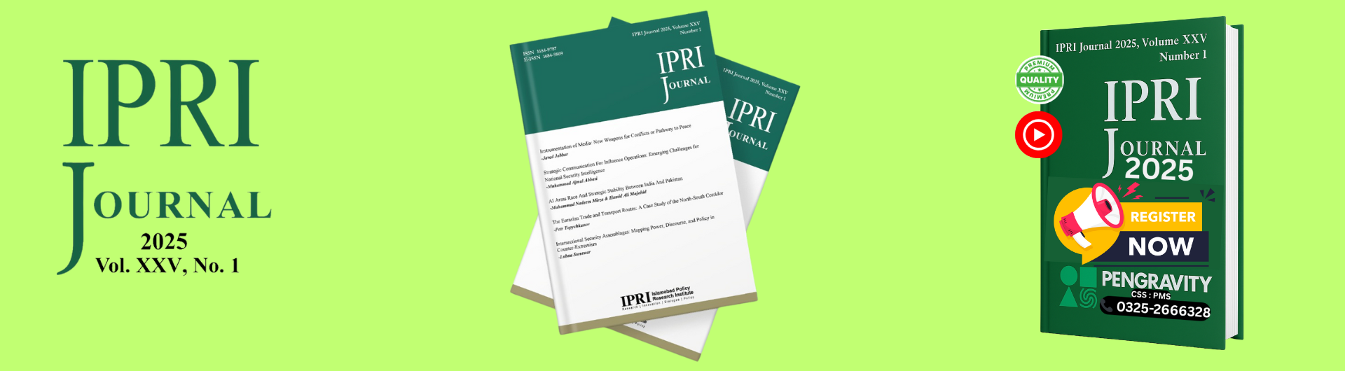 IPRI Journal Video Lectures: 2025 – Volume I